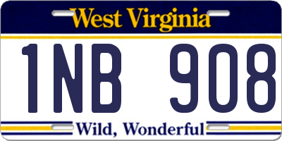 WV license plate 1NB908