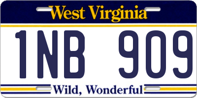 WV license plate 1NB909