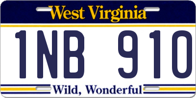 WV license plate 1NB910