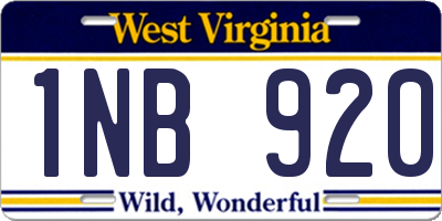 WV license plate 1NB920