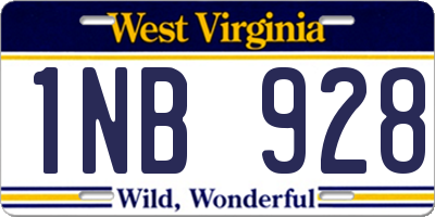 WV license plate 1NB928