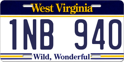 WV license plate 1NB940