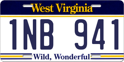 WV license plate 1NB941