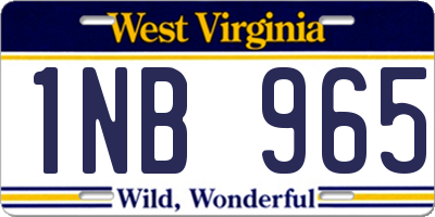 WV license plate 1NB965