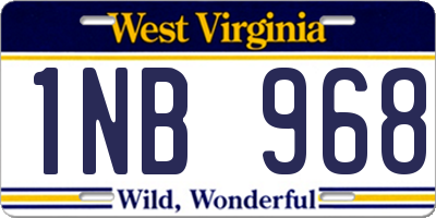 WV license plate 1NB968