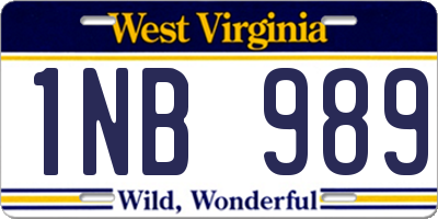 WV license plate 1NB989