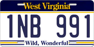 WV license plate 1NB991