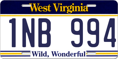 WV license plate 1NB994