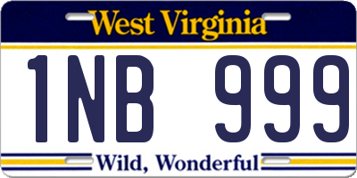 WV license plate 1NB999