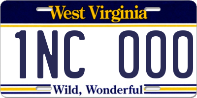 WV license plate 1NC000