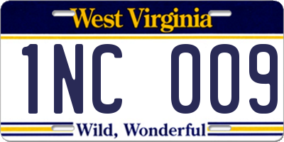 WV license plate 1NC009