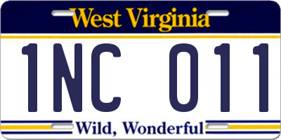 WV license plate 1NC011