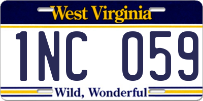 WV license plate 1NC059