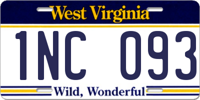 WV license plate 1NC093