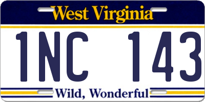 WV license plate 1NC143
