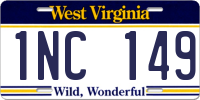 WV license plate 1NC149