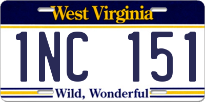 WV license plate 1NC151