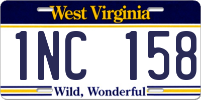 WV license plate 1NC158