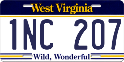 WV license plate 1NC207