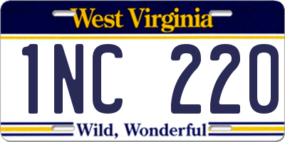 WV license plate 1NC220