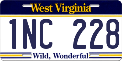 WV license plate 1NC228