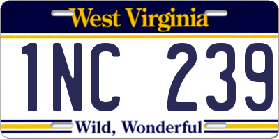 WV license plate 1NC239
