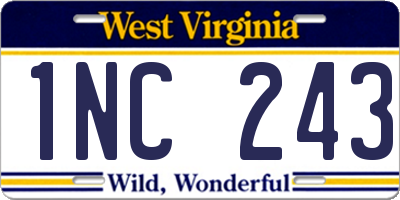 WV license plate 1NC243