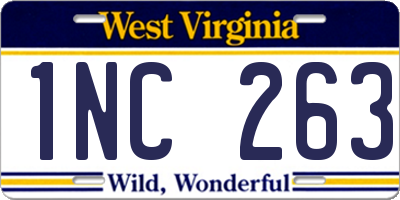 WV license plate 1NC263
