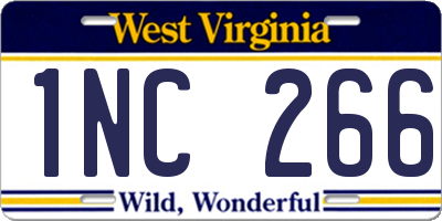 WV license plate 1NC266