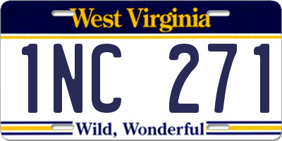 WV license plate 1NC271