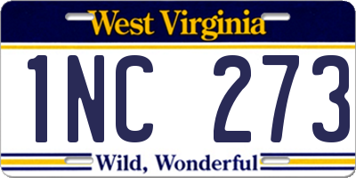 WV license plate 1NC273