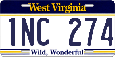 WV license plate 1NC274