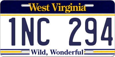 WV license plate 1NC294