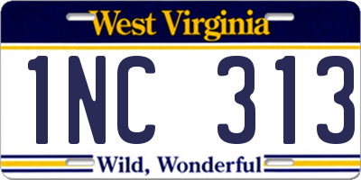 WV license plate 1NC313