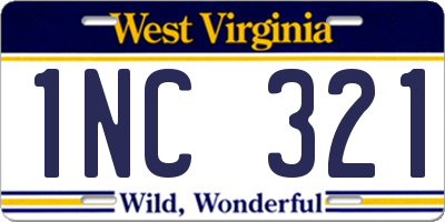 WV license plate 1NC321