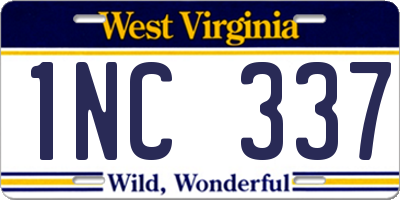 WV license plate 1NC337