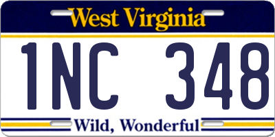 WV license plate 1NC348