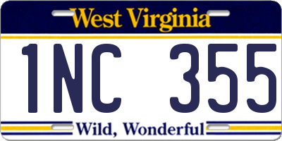 WV license plate 1NC355
