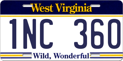 WV license plate 1NC360