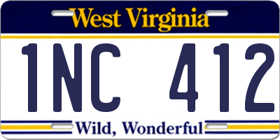 WV license plate 1NC412