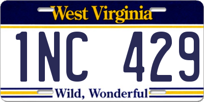 WV license plate 1NC429