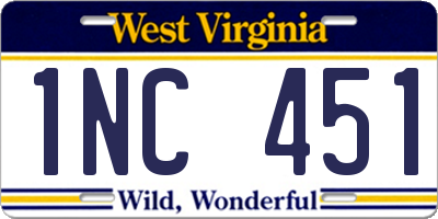 WV license plate 1NC451