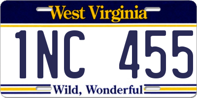 WV license plate 1NC455