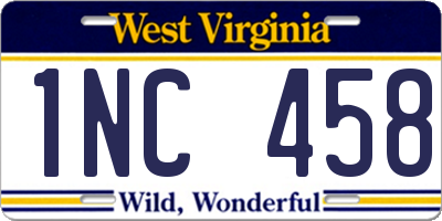 WV license plate 1NC458