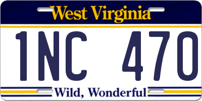 WV license plate 1NC470