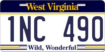 WV license plate 1NC490