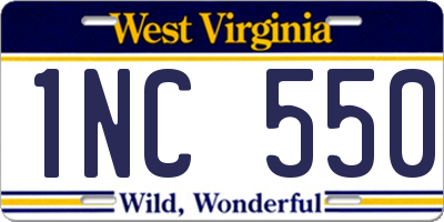 WV license plate 1NC550
