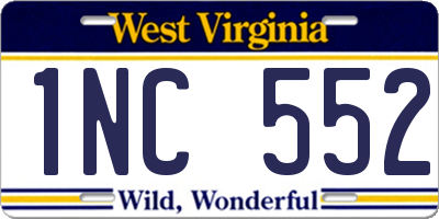 WV license plate 1NC552