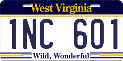 WV license plate 1NC601