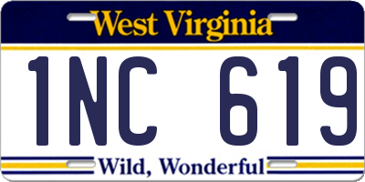 WV license plate 1NC619
